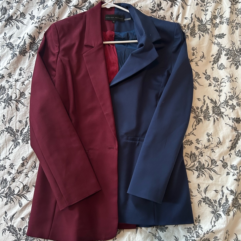 Women’s two-tone blazer, dark, purple, and navy